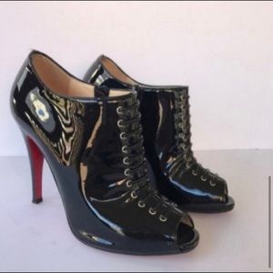 Christian Louboutin Women Booties Black Patent 37